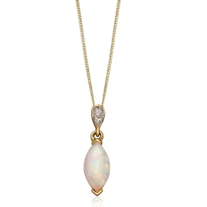 9ct Gold Diamond & Opal Pendant