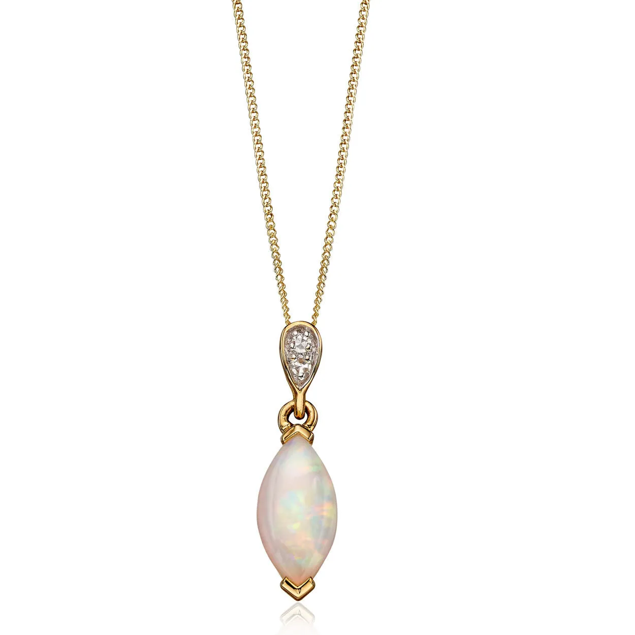 9ct Gold Diamond & Opal Pendant