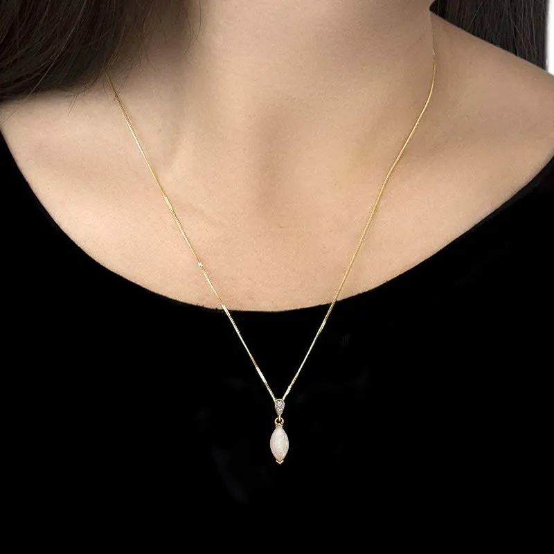 9ct Gold Diamond & Opal Pendant