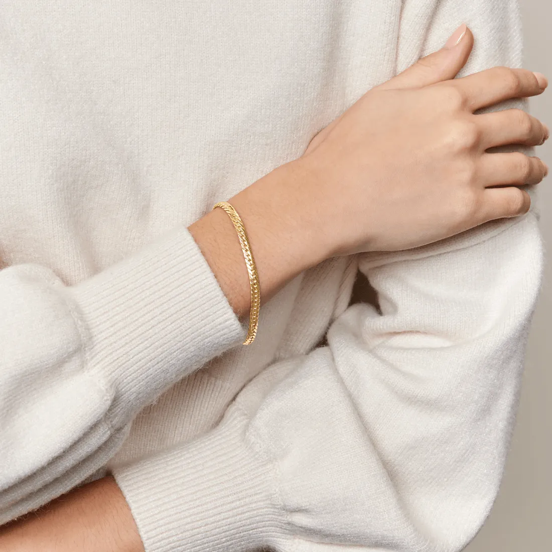 9ct Yellow Gold Herringbone Bracelet 19cm