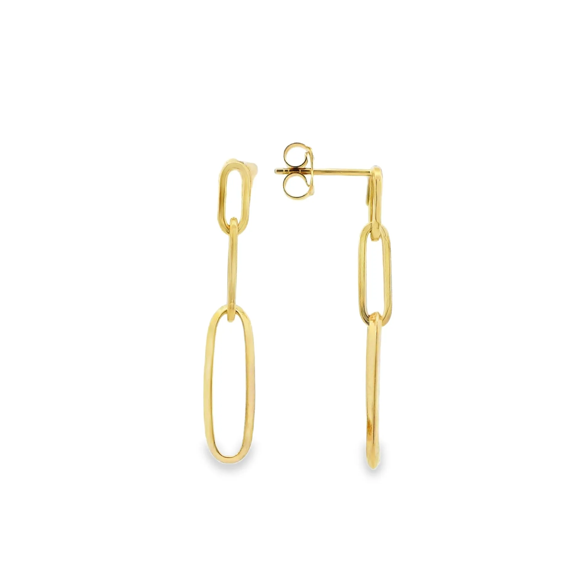 9ct Yellow Gold Paper Clip Drop Earrings GEAR306