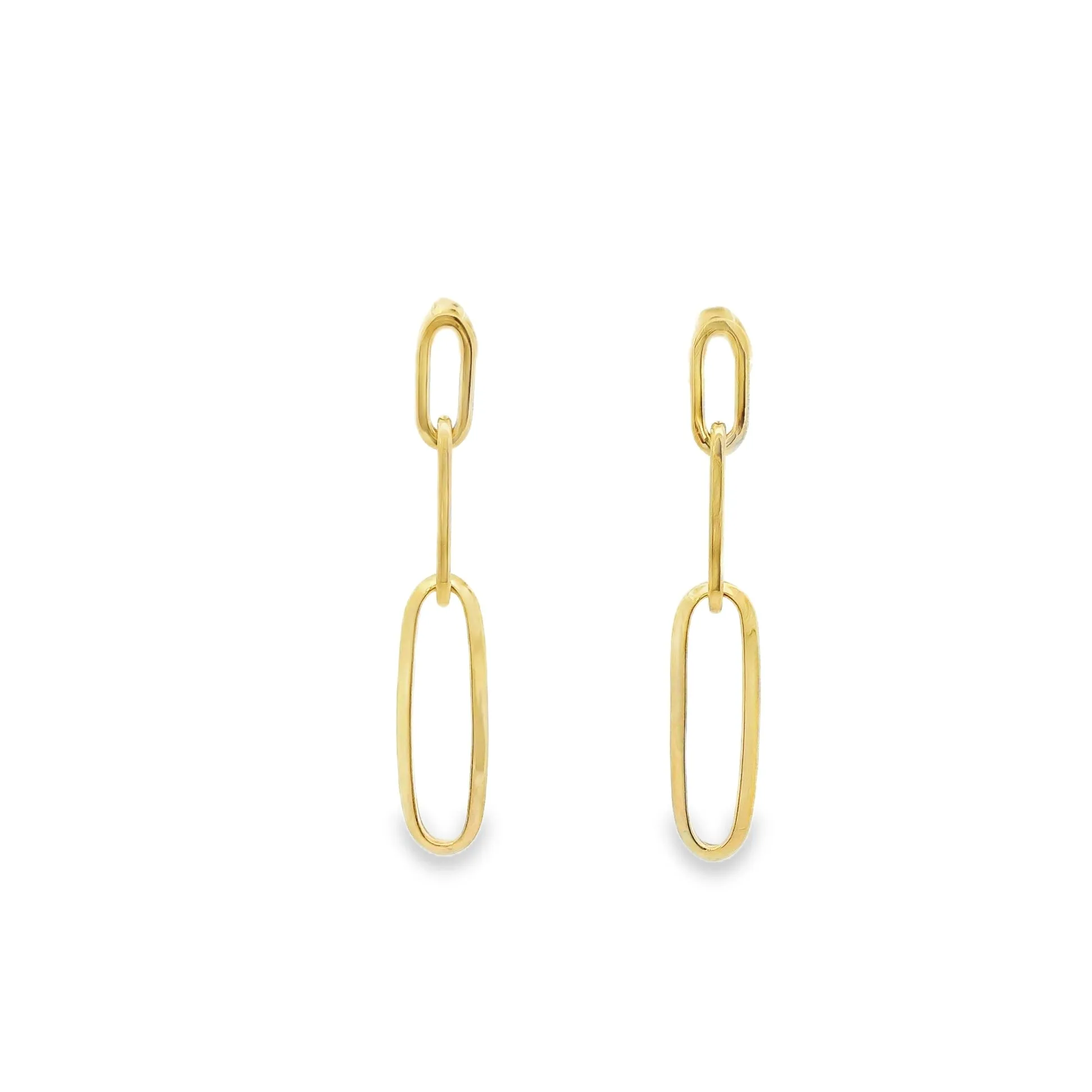 9ct Yellow Gold Paper Clip Drop Earrings GEAR306