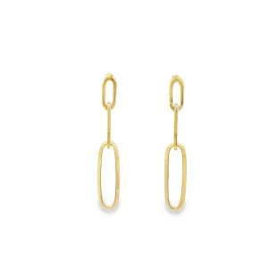 9ct Yellow Gold Paper Clip Drop Earrings GEAR306
