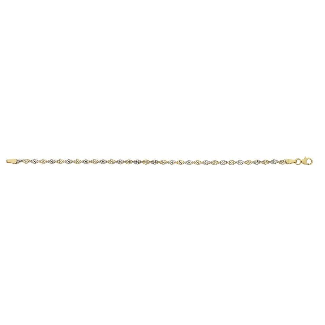 9ct Yellow Gold Two Tone Singapore Bracelet