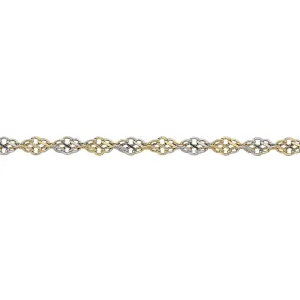 9ct Yellow Gold Two Tone Singapore Bracelet
