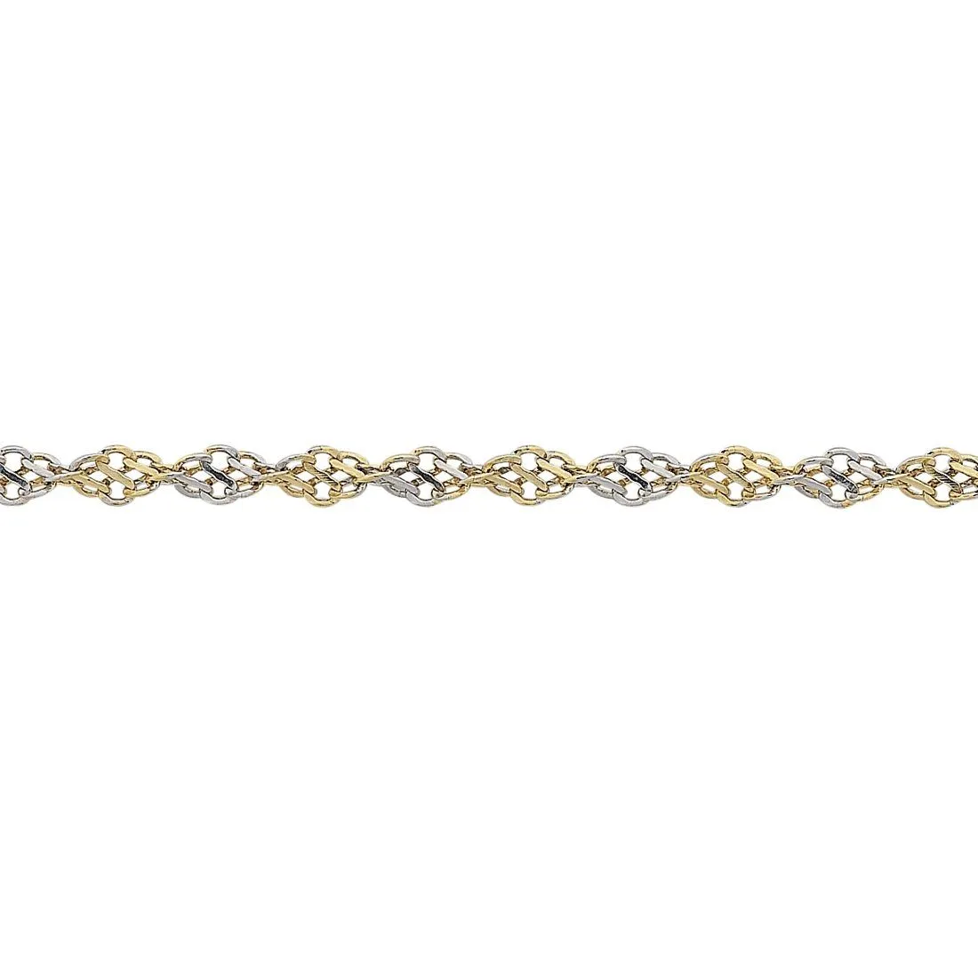 9ct Yellow Gold Two Tone Singapore Bracelet