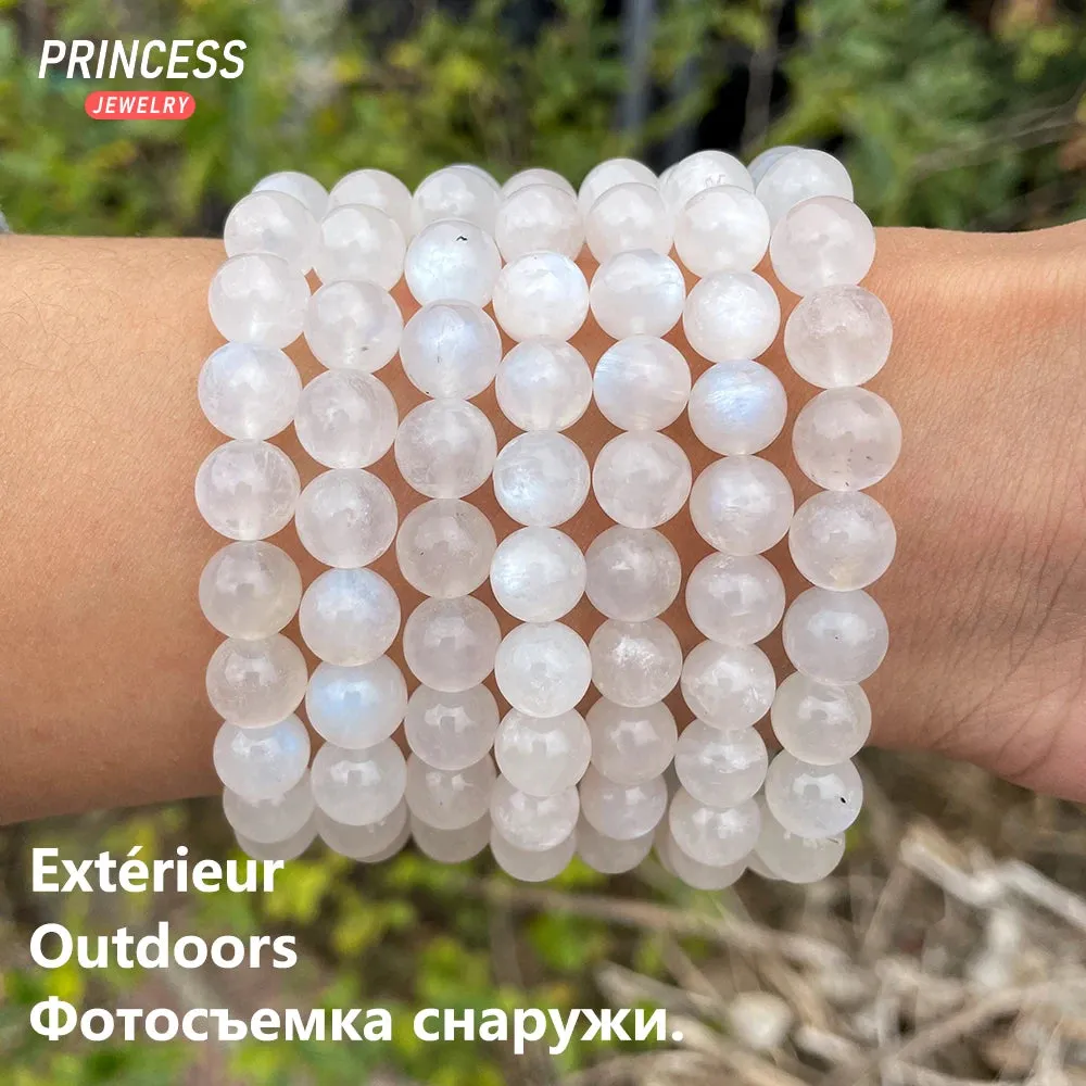 A   Natural Blue Moonstone Beads – 7–9mm Pinkish White Loose Gemstones for DIY Jewelry Making & Wholesale Accessories