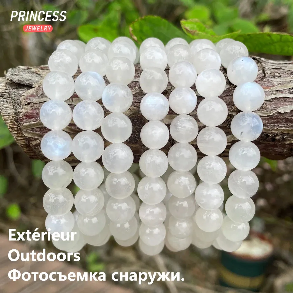 A   Natural Blue Moonstone Beads – 7–9mm Pinkish White Loose Gemstones for DIY Jewelry Making & Wholesale Accessories