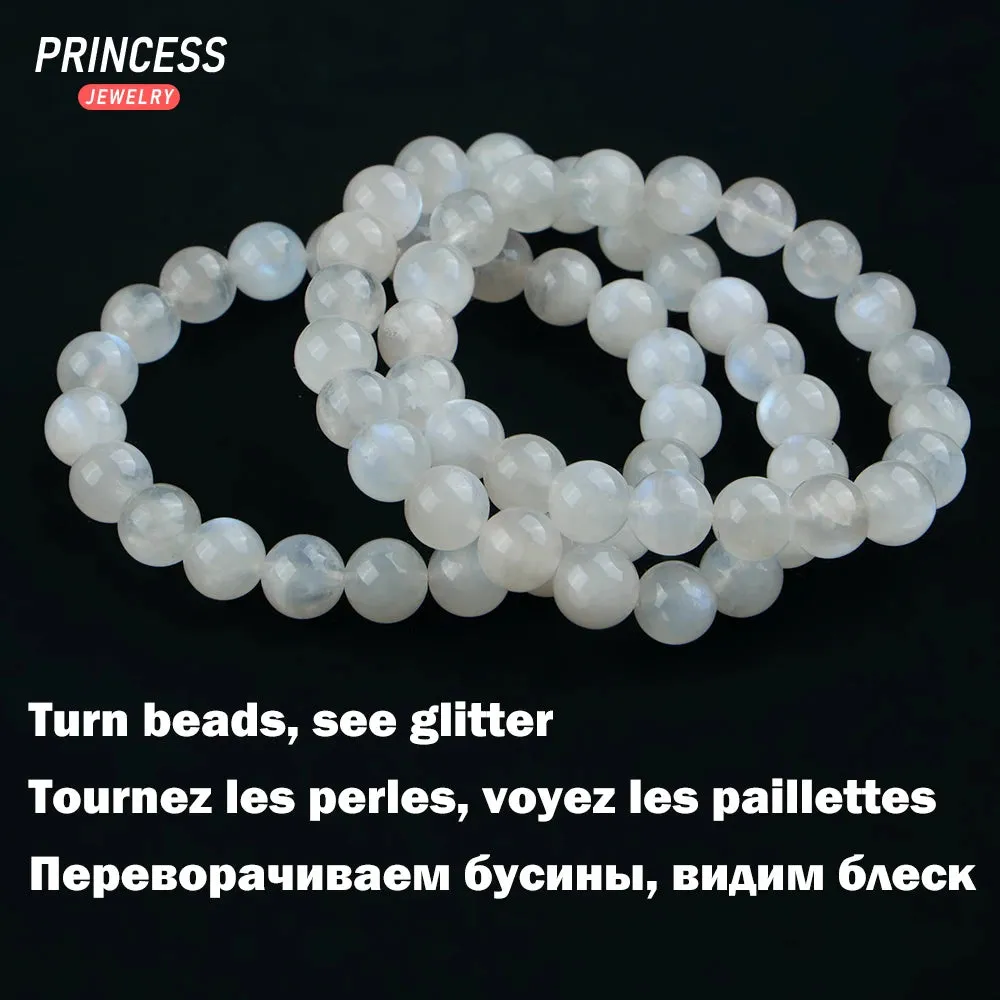 A   Natural Blue Moonstone Beads – 7–9mm Pinkish White Loose Gemstones for DIY Jewelry Making & Wholesale Accessories