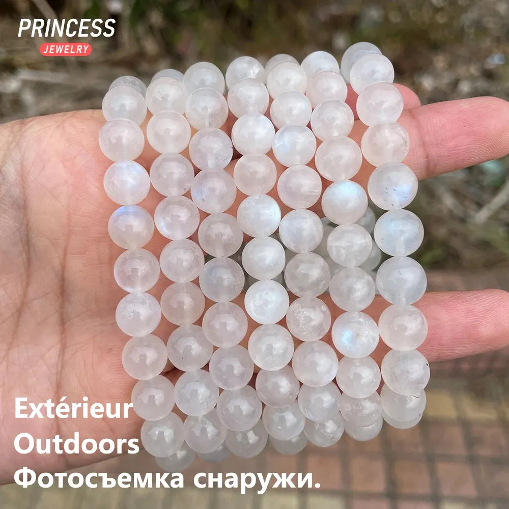 A   Natural Blue Moonstone Beads – 7–9mm Pinkish White Loose Gemstones for DIY Jewelry Making & Wholesale Accessories