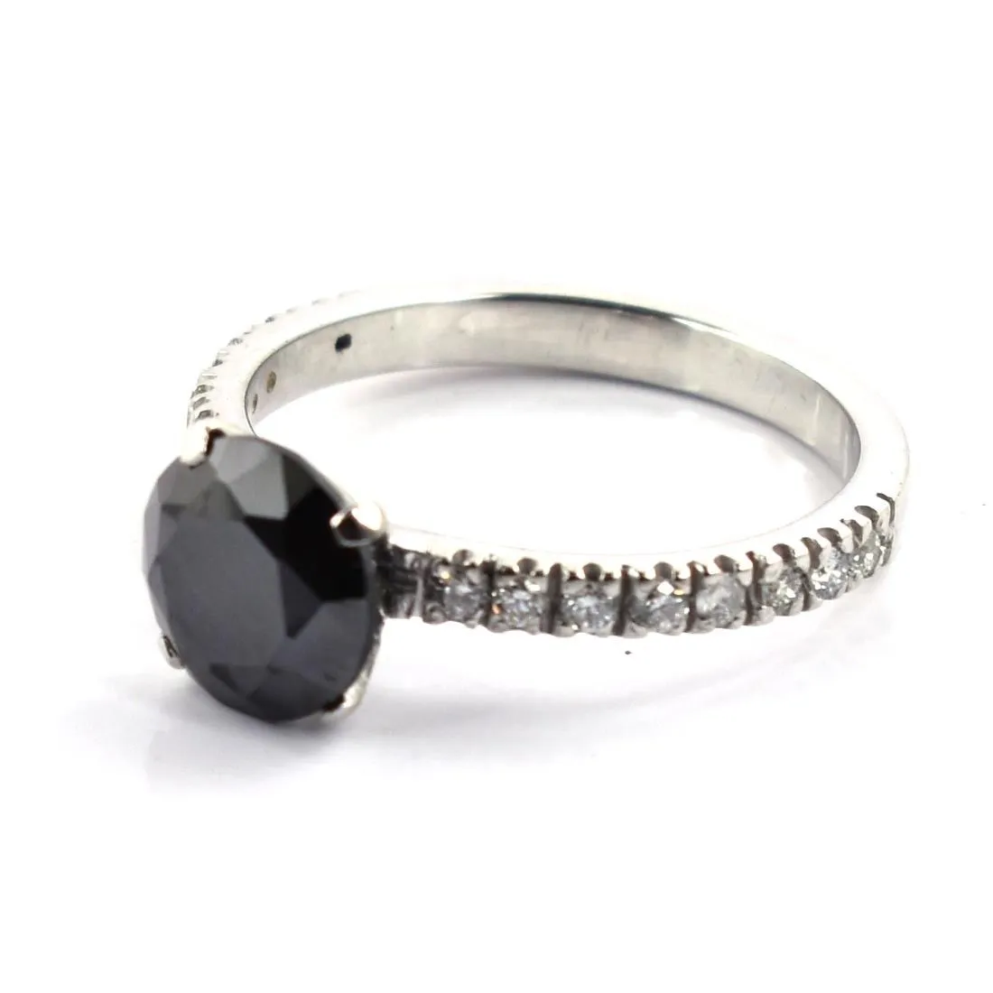 AAA Certified 2 Ct Black Diamond Ring with White Diamond Accents. Very Elegant & Great Shine