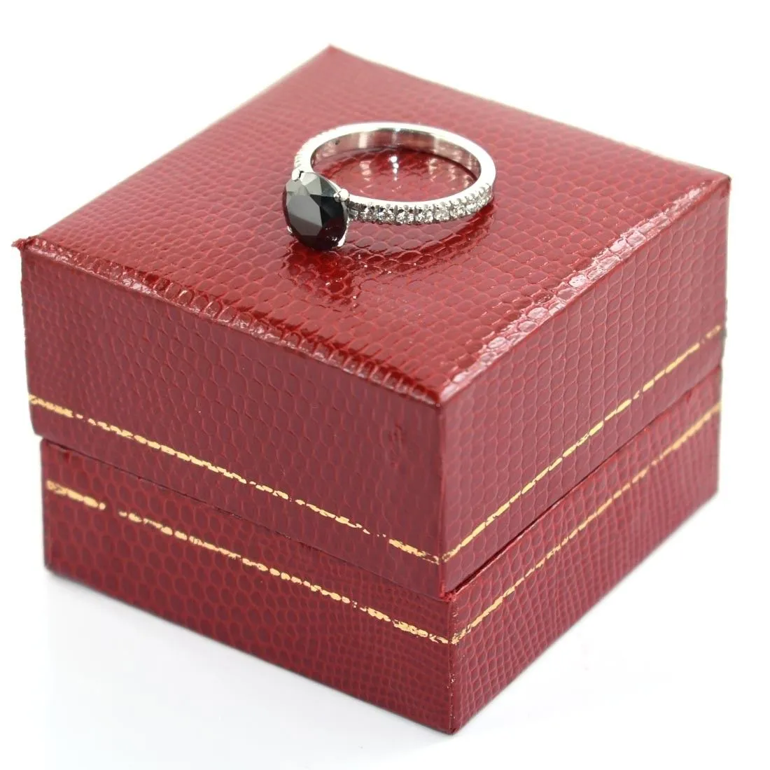AAA Certified 2 Ct Black Diamond Ring with White Diamond Accents. Very Elegant & Great Shine