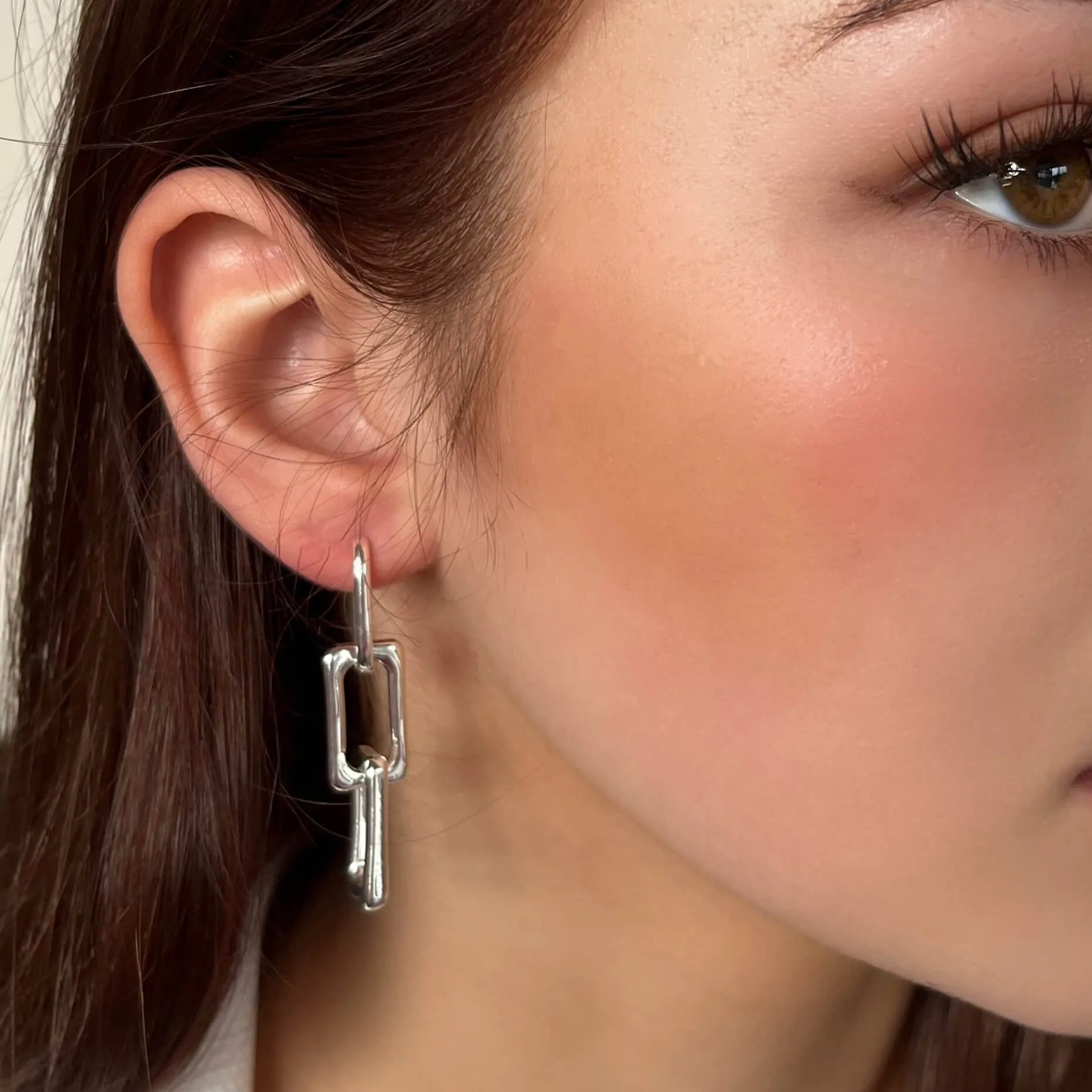 Absolute Silver Triple Link Drop Earrings