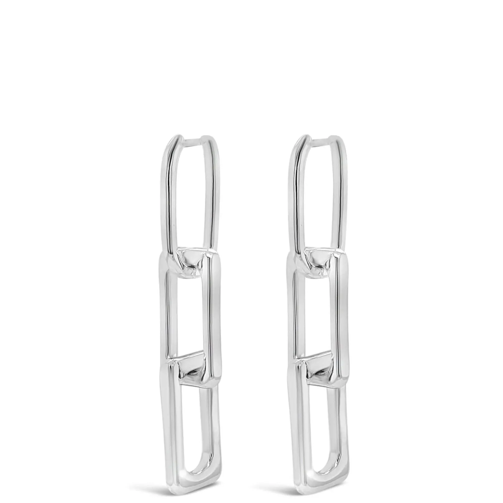 Absolute Silver Triple Link Drop Earrings