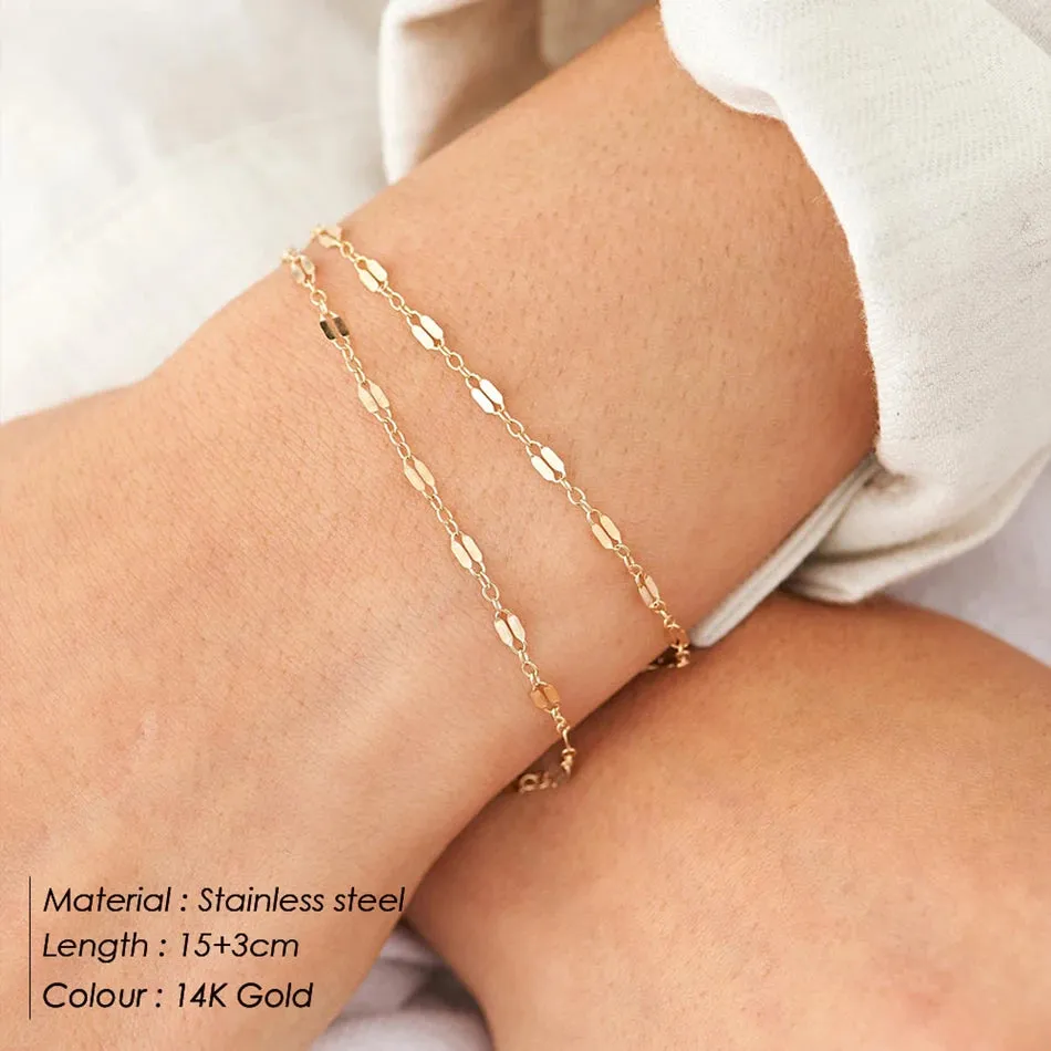 Adjustable Gold Chain Bracelets: Stainless Steel