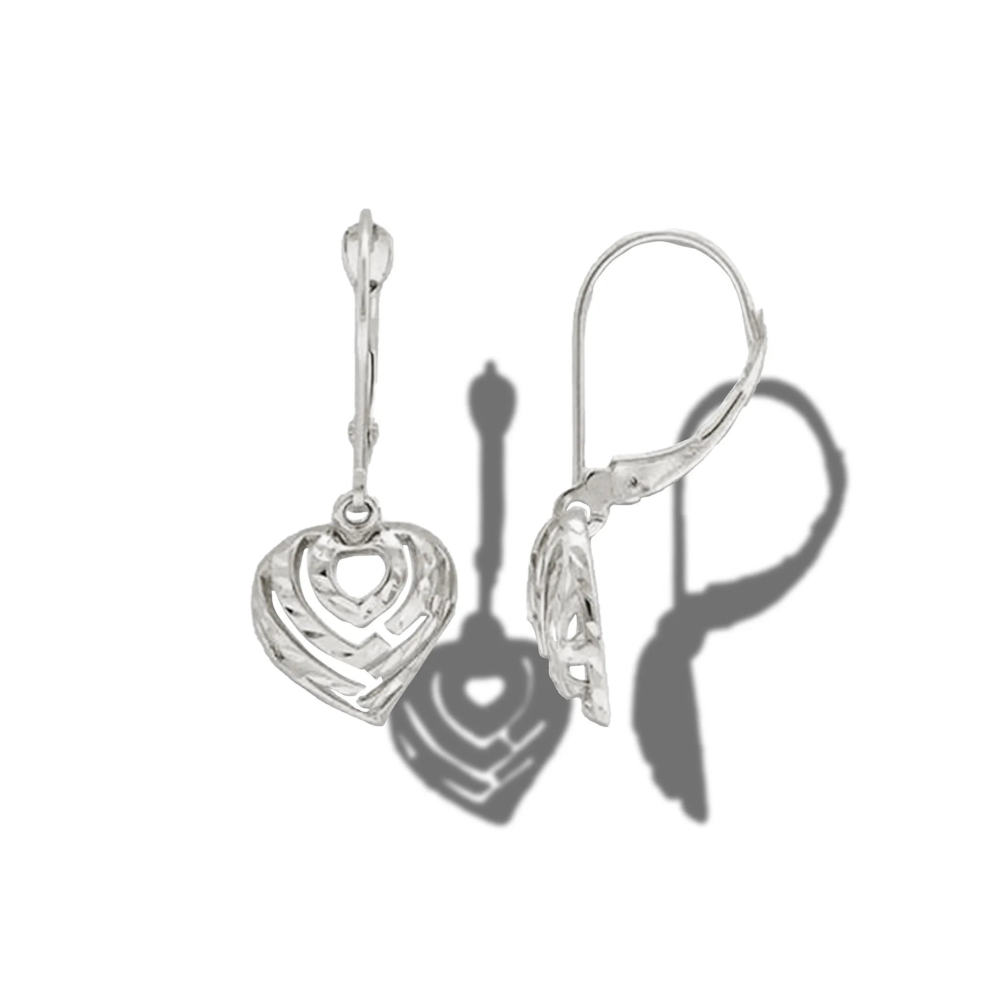 Aloha Heart Earrings in White Gold - 11mm