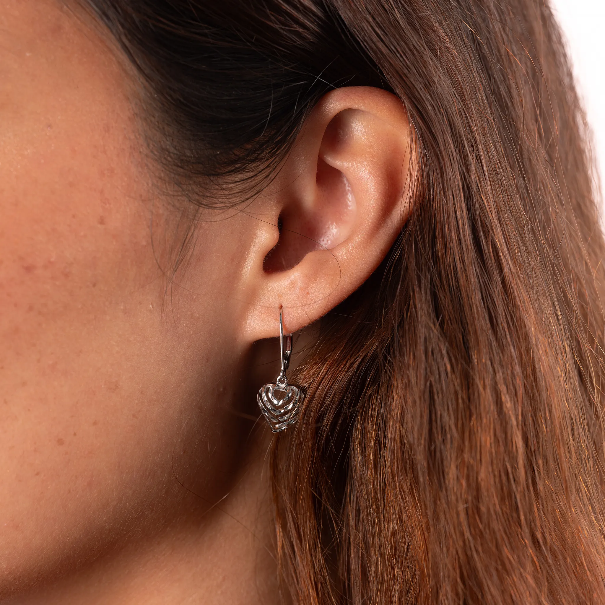 Aloha Heart Earrings in White Gold - 11mm