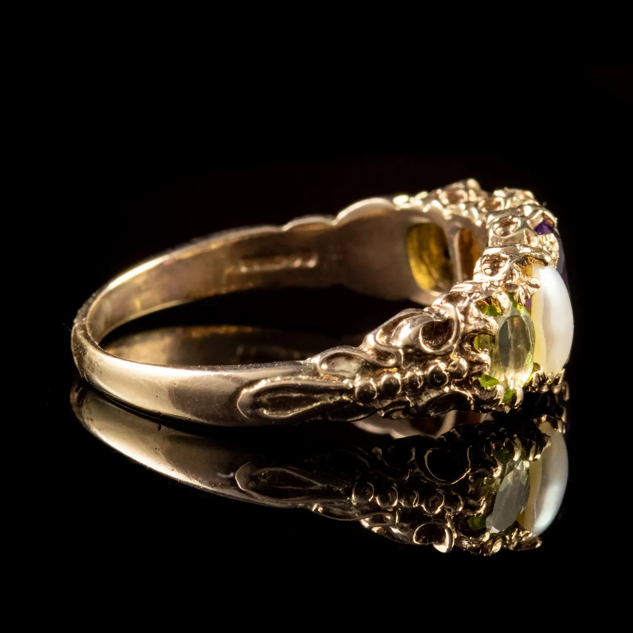 Antique Edwardian Suffragette Ring 9Ct Gold Circa 1910