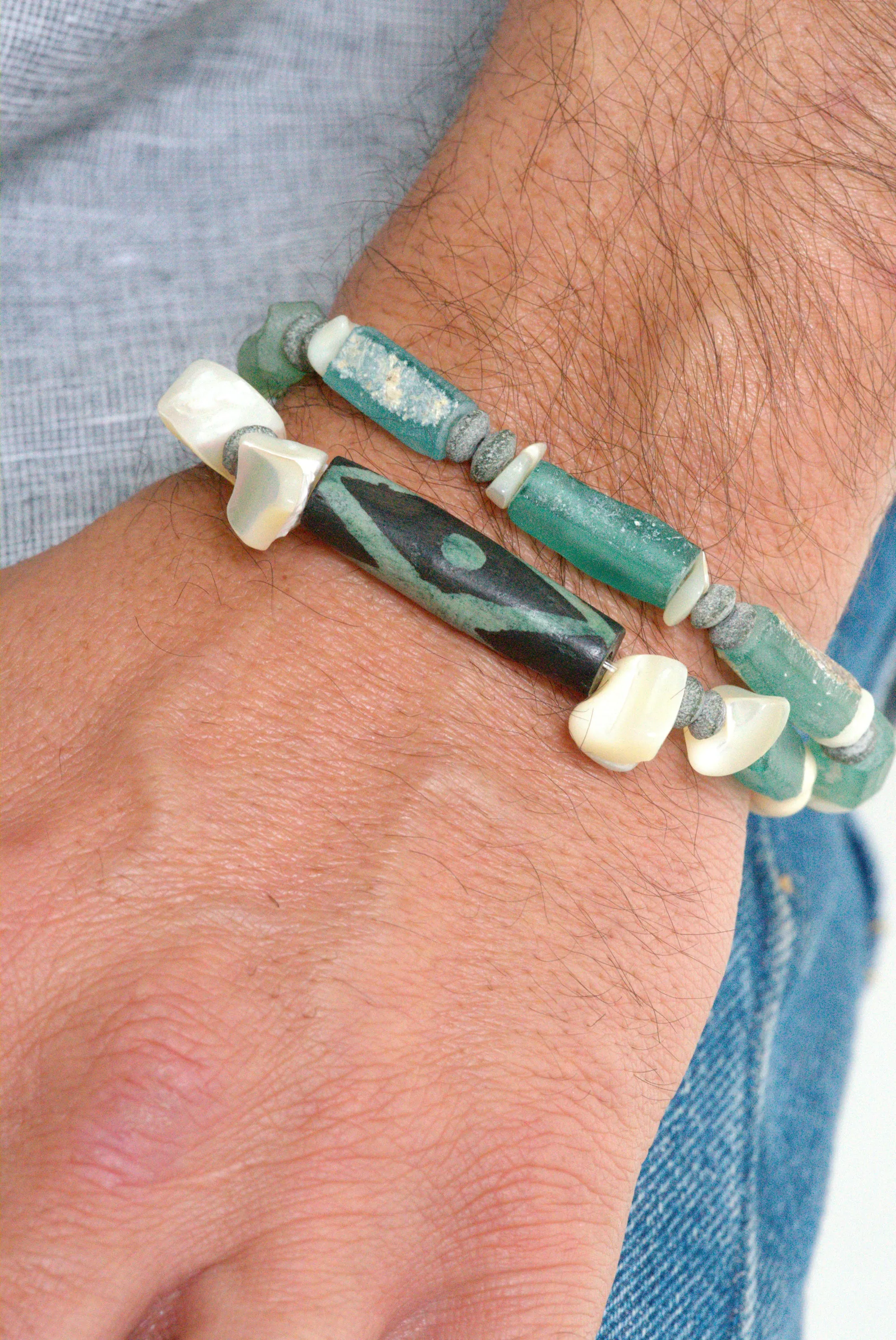 Antique roman glass bracelet set