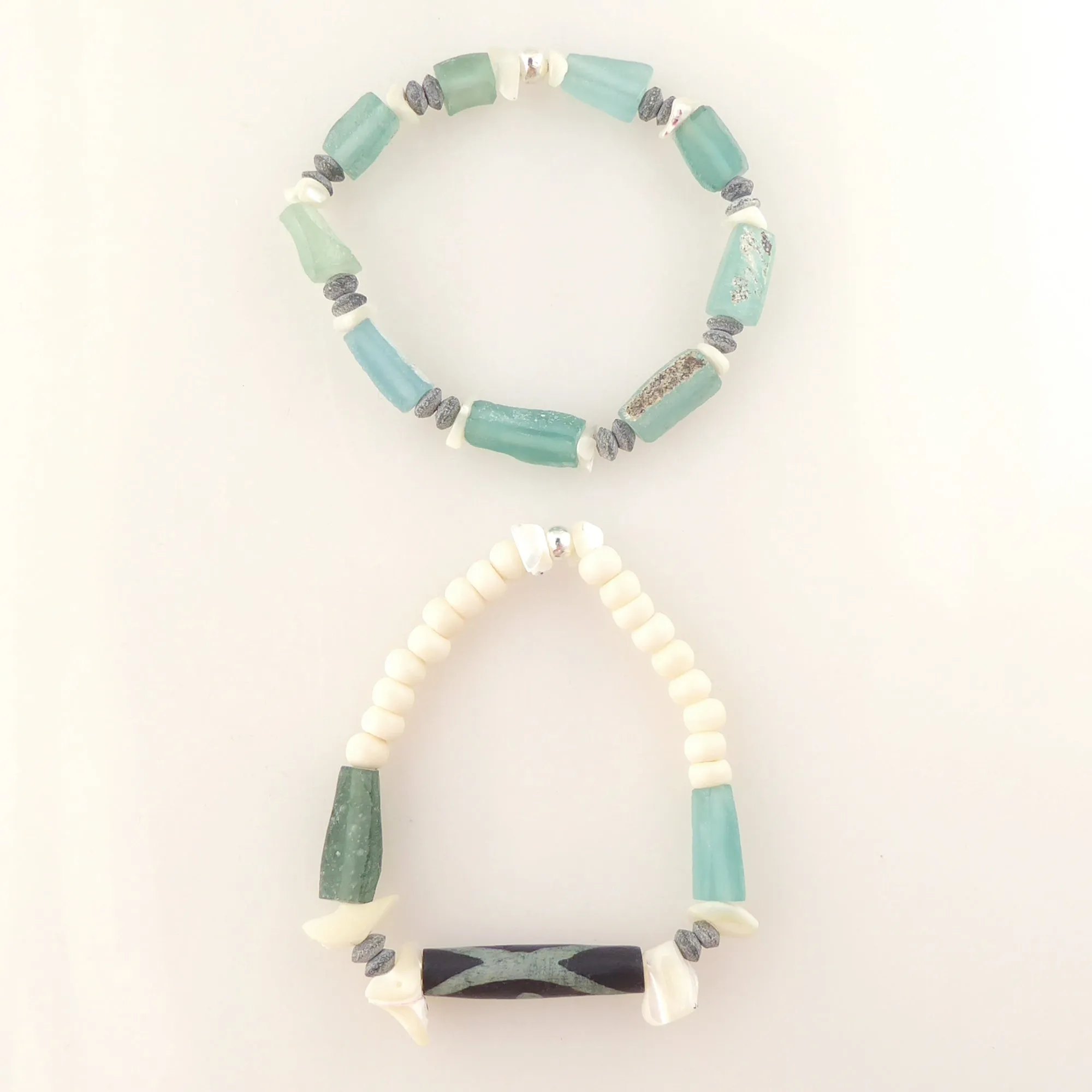 Antique roman glass bracelet set