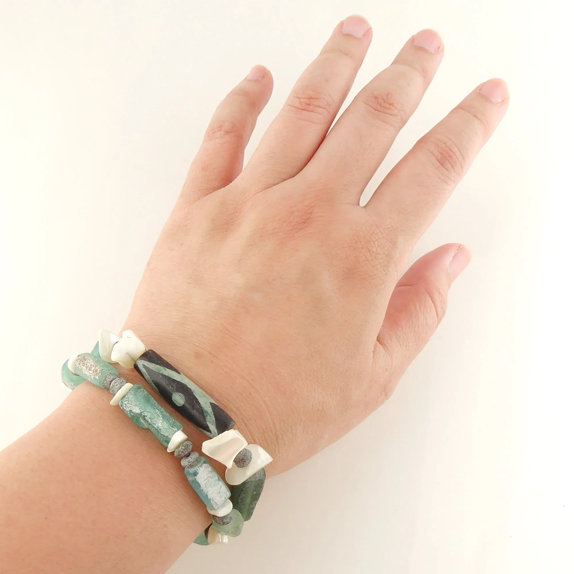 Antique roman glass bracelet set