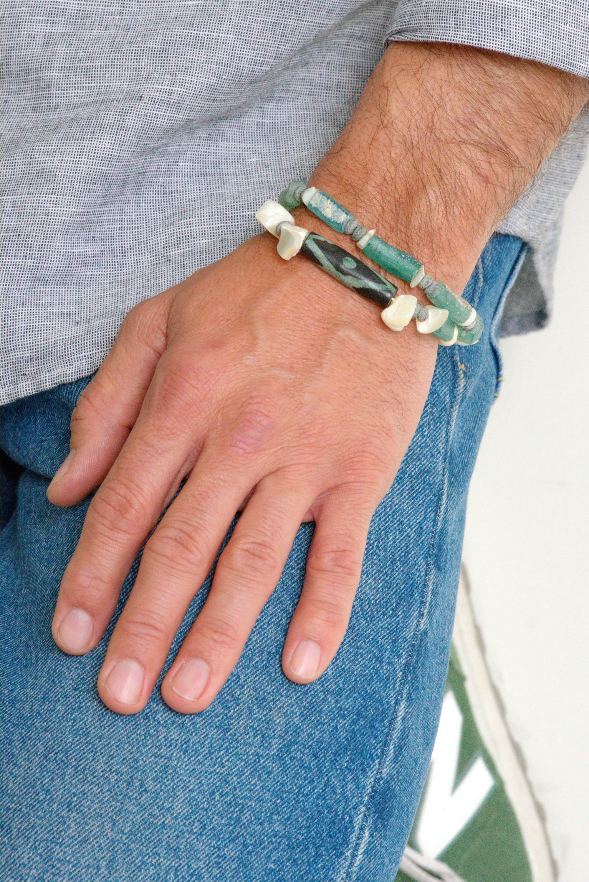 Antique roman glass bracelet set