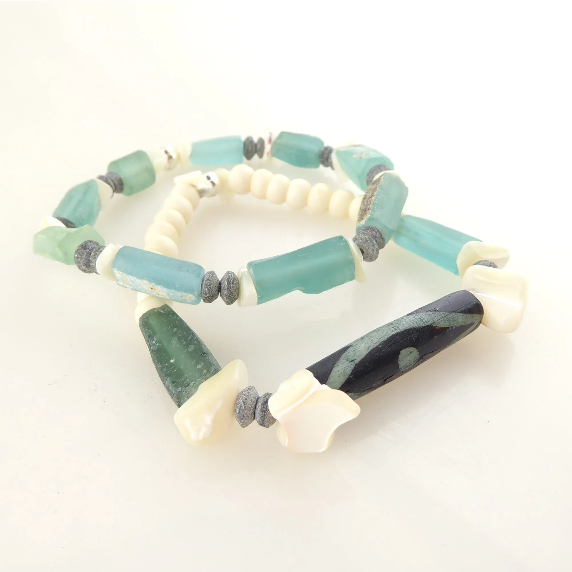 Antique roman glass bracelet set