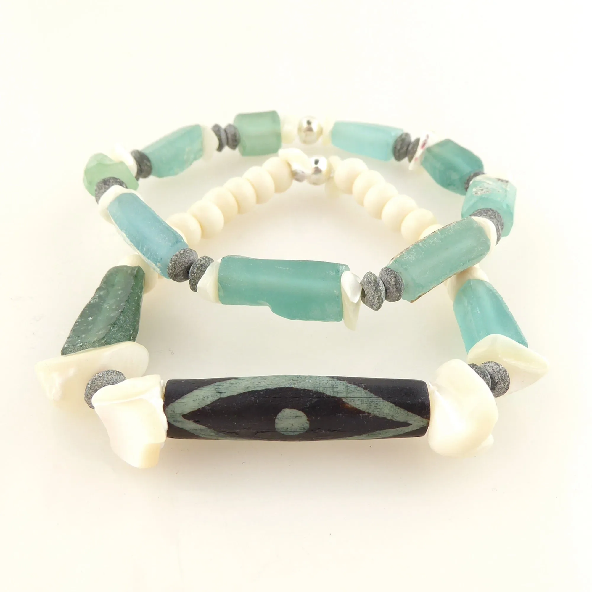 Antique roman glass bracelet set