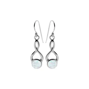 Antoinette round white opalique twist earrings
