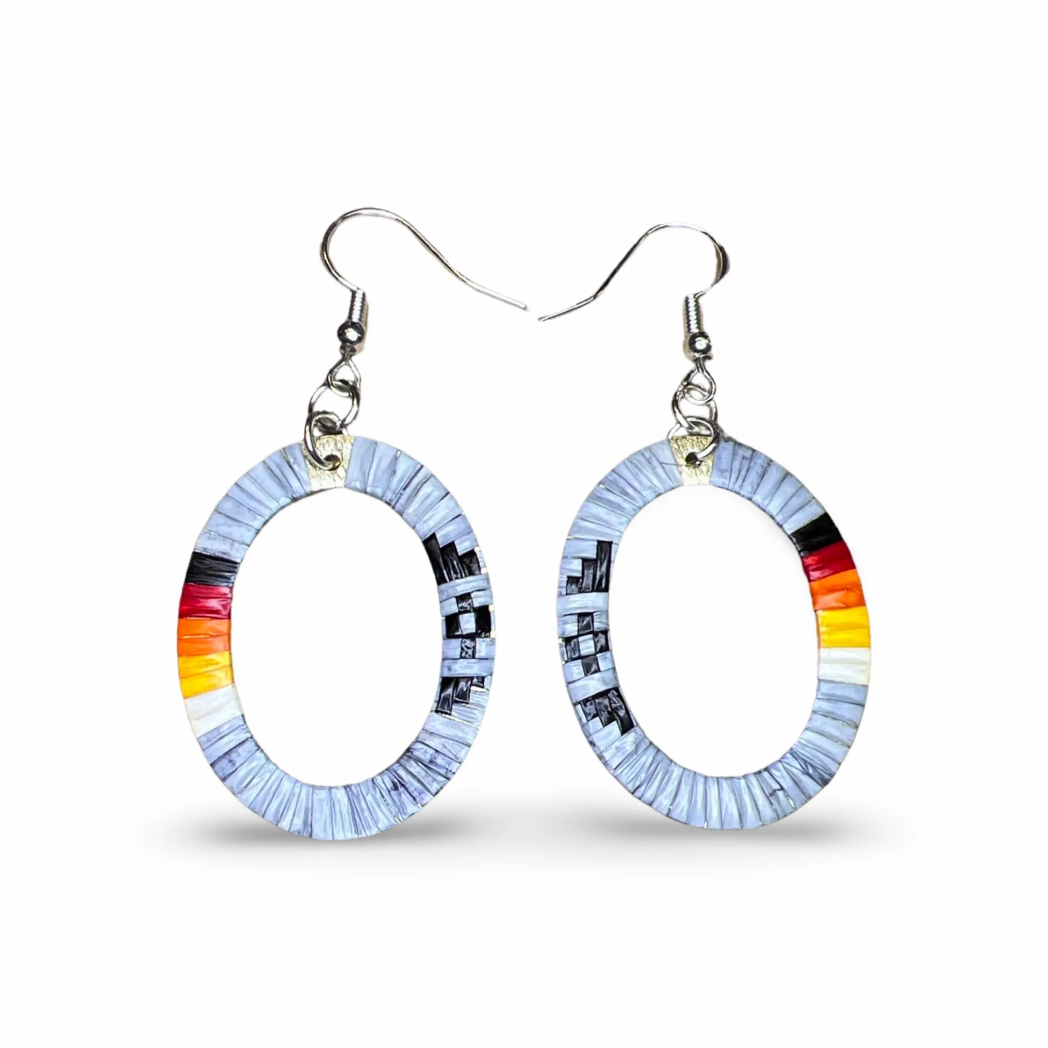 ARC Silver Metal Oval Earrings