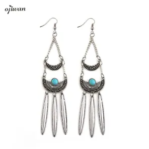 Aretes De Media Luna Gypsy Chandelier Earrings Hippie Boho aritos Crescent Moon Tribal Earrings bijoux Navajo Native American