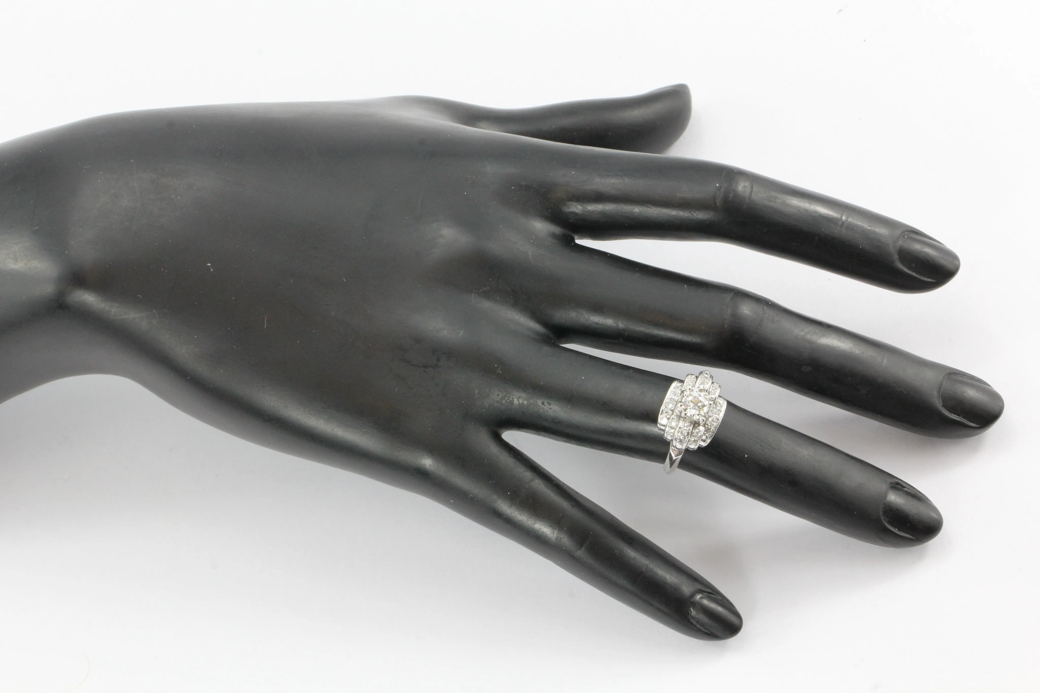 Art Deco 14K White Gold Old European Cut Diamond Engagement Ring c. 1930's