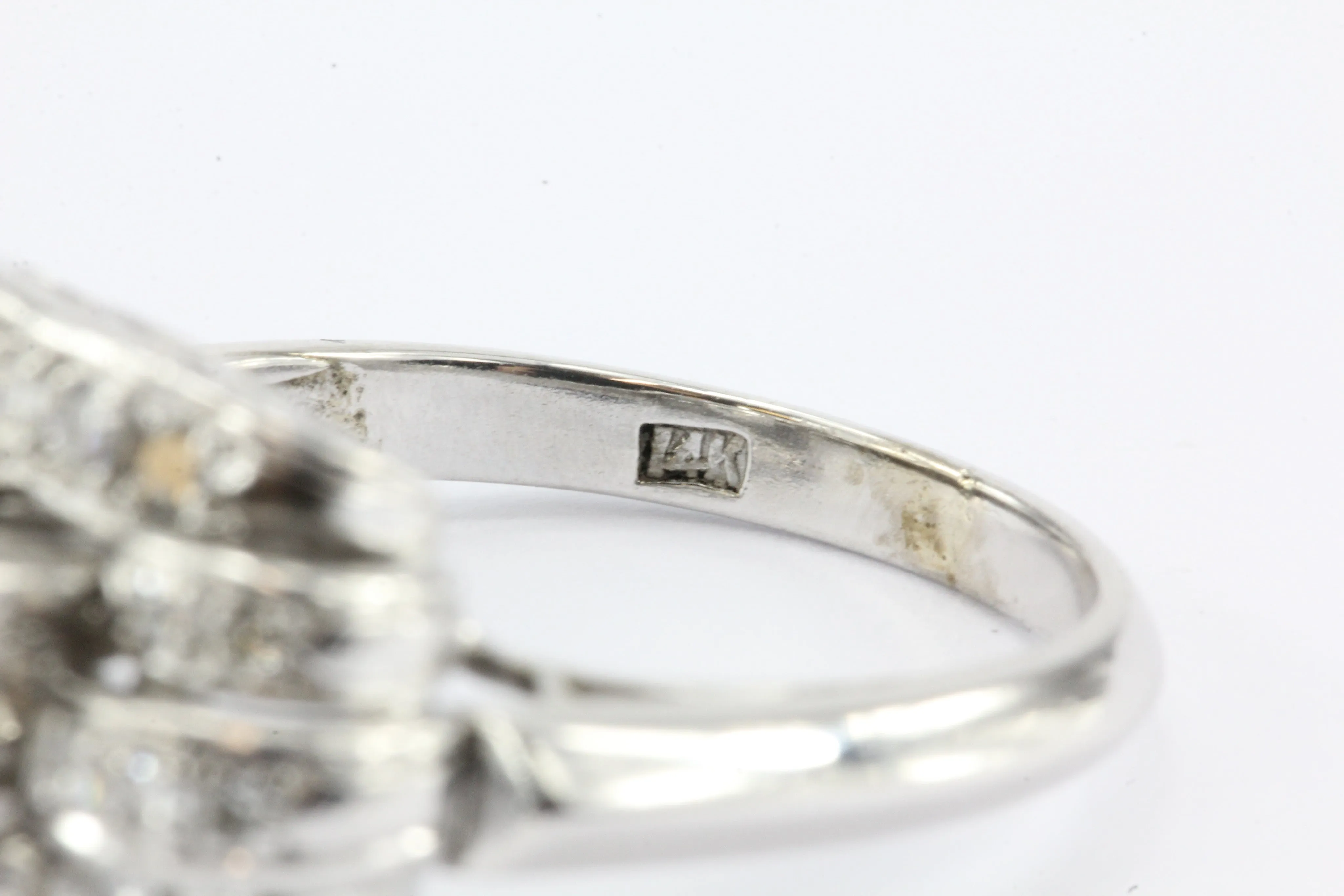 Art Deco 14K White Gold Old European Cut Diamond Engagement Ring c. 1930's