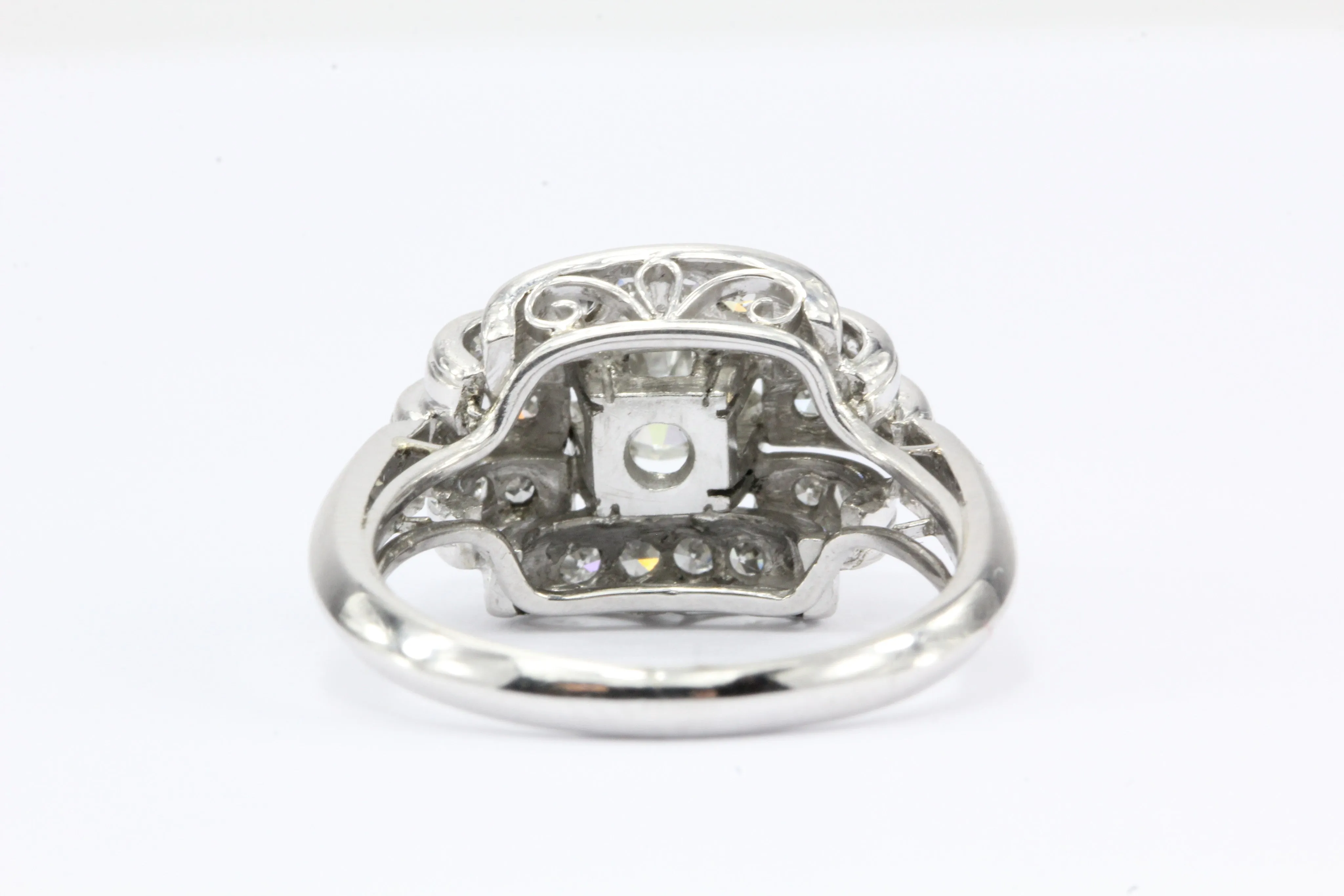 Art Deco 14K White Gold Old European Cut Diamond Engagement Ring c. 1930's