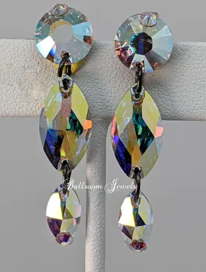 Ballroom Three crystal shapes drop earrings