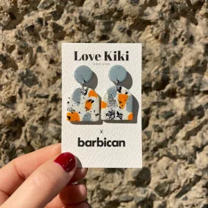 Barbican Terrazzo Arch Drop Earrings (Orange & Grey)