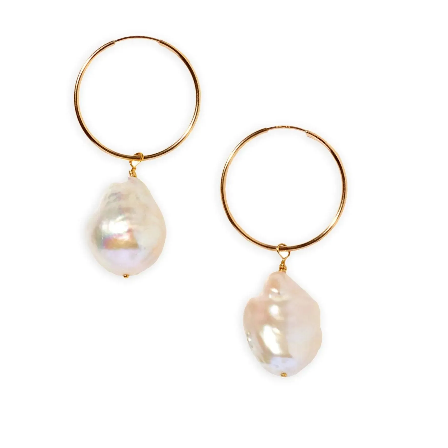 Baroque Pearl Gold Hoop Earrings