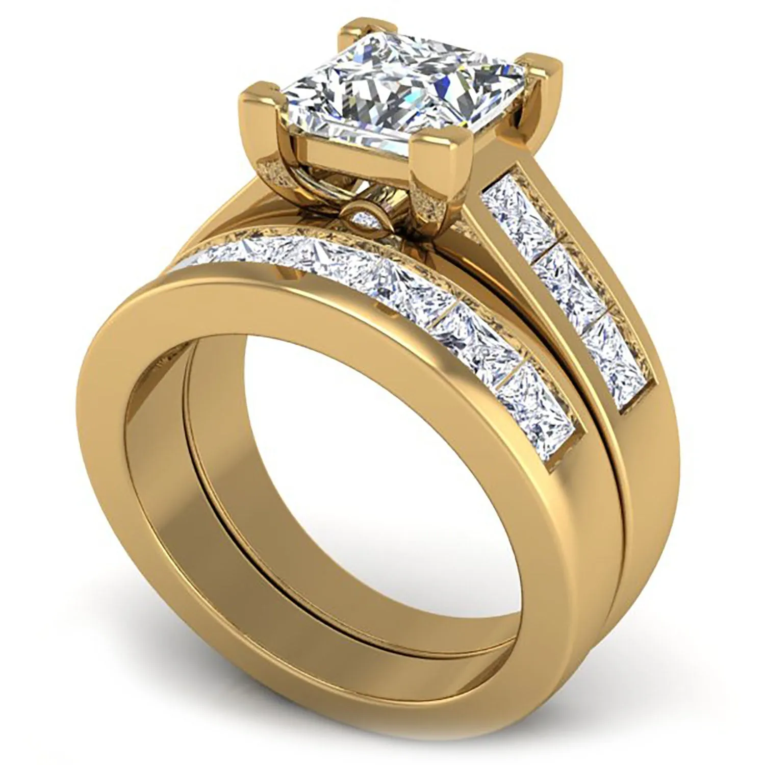 Ben Garelick Elara Princess Cut Channel Set Wide Diamond Engagement Ring