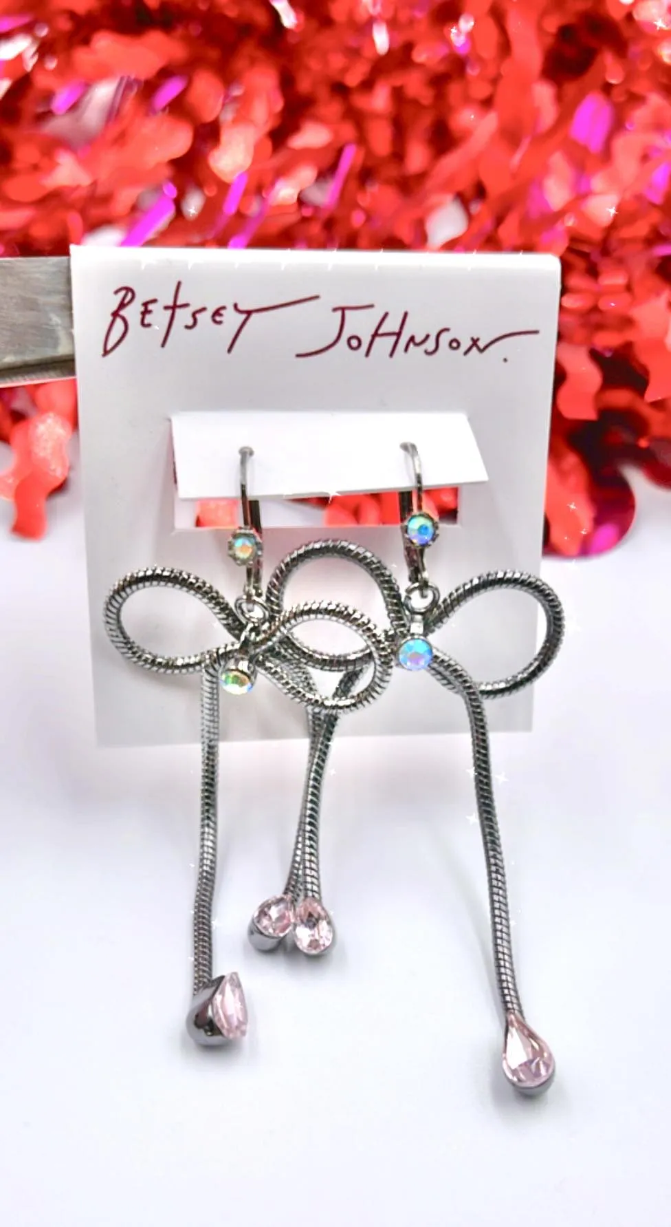 Betsy Johnson Bling Bow earrings