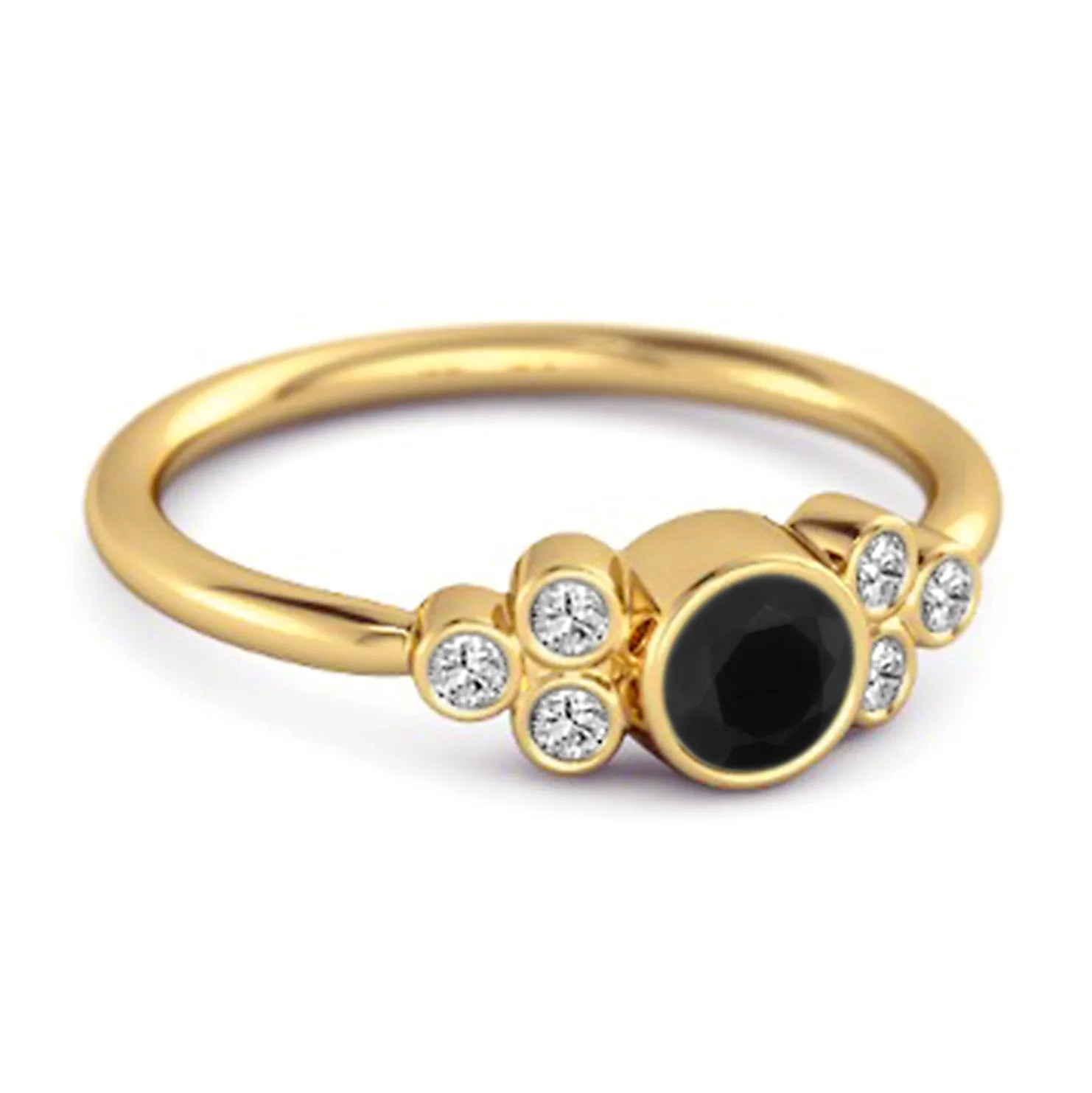 Bezel Set Black Spinel 925 Sterling Silver Boho Ring
