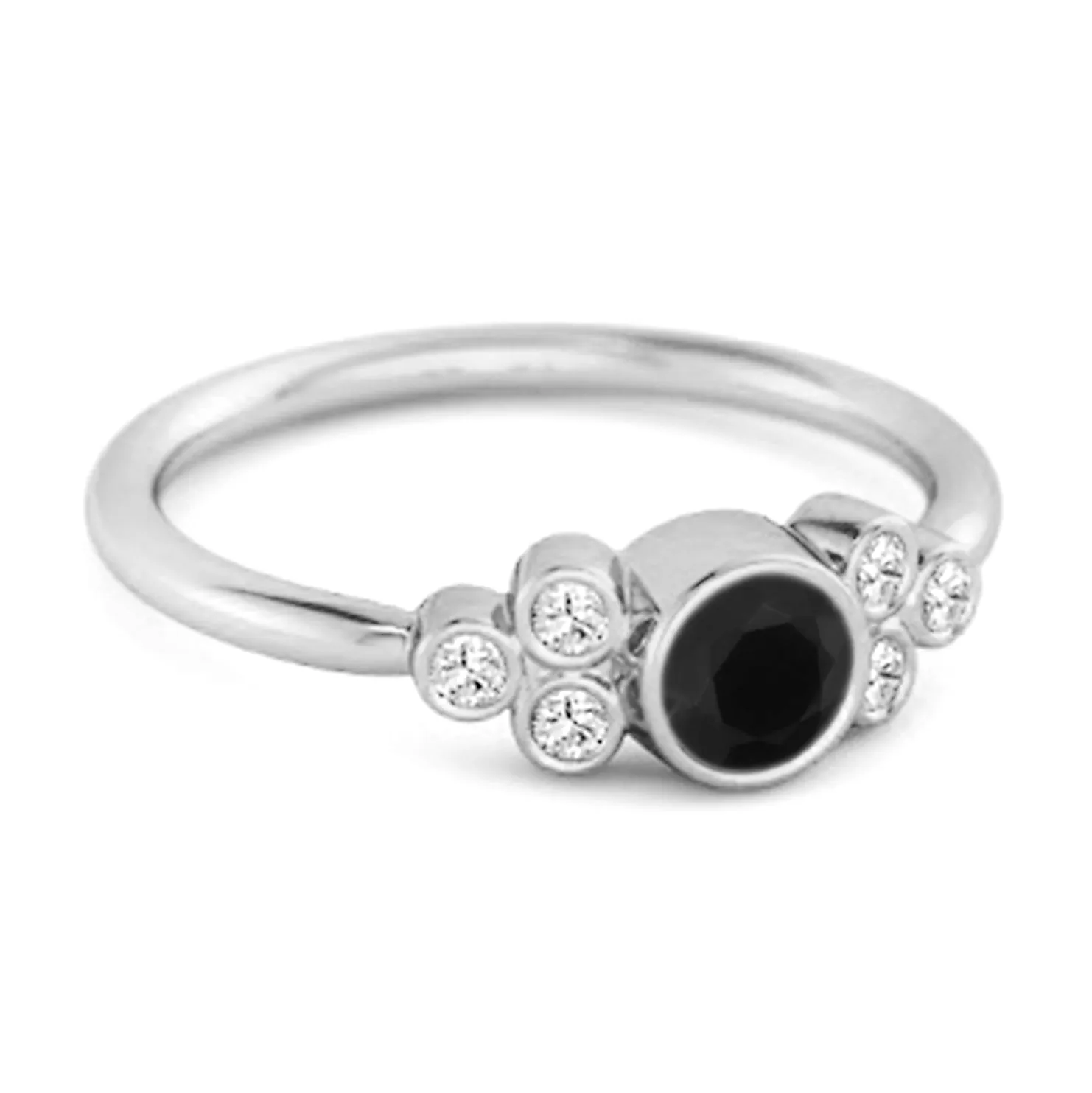 Bezel Set Black Spinel 925 Sterling Silver Boho Ring