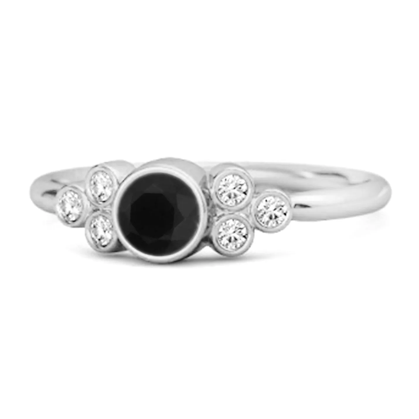 Bezel Set Black Spinel 925 Sterling Silver Boho Ring