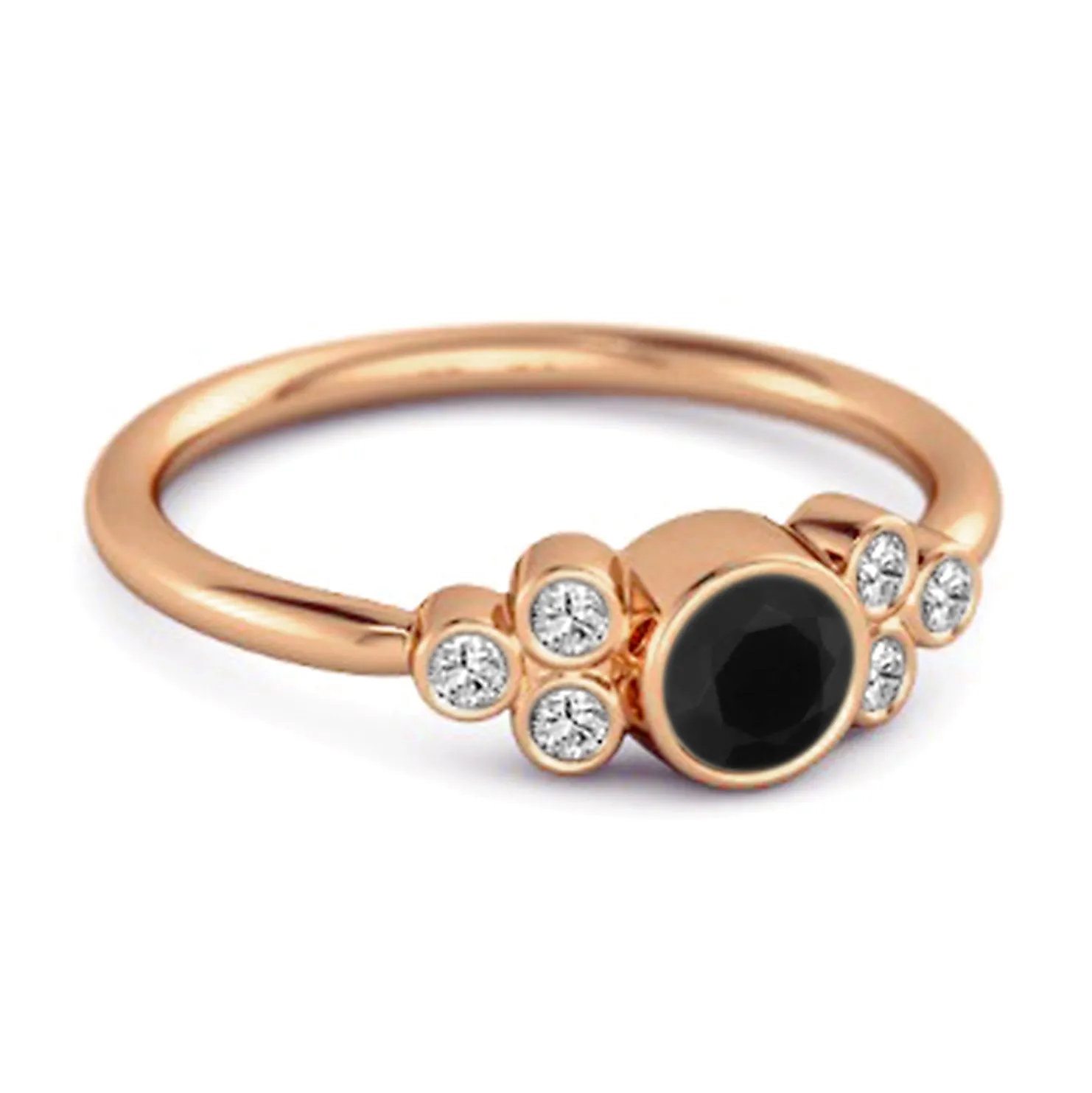 Bezel Set Black Spinel 925 Sterling Silver Boho Ring