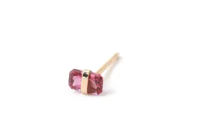 Bezel Wrapped Pink Tourmaline Stud (half pair)