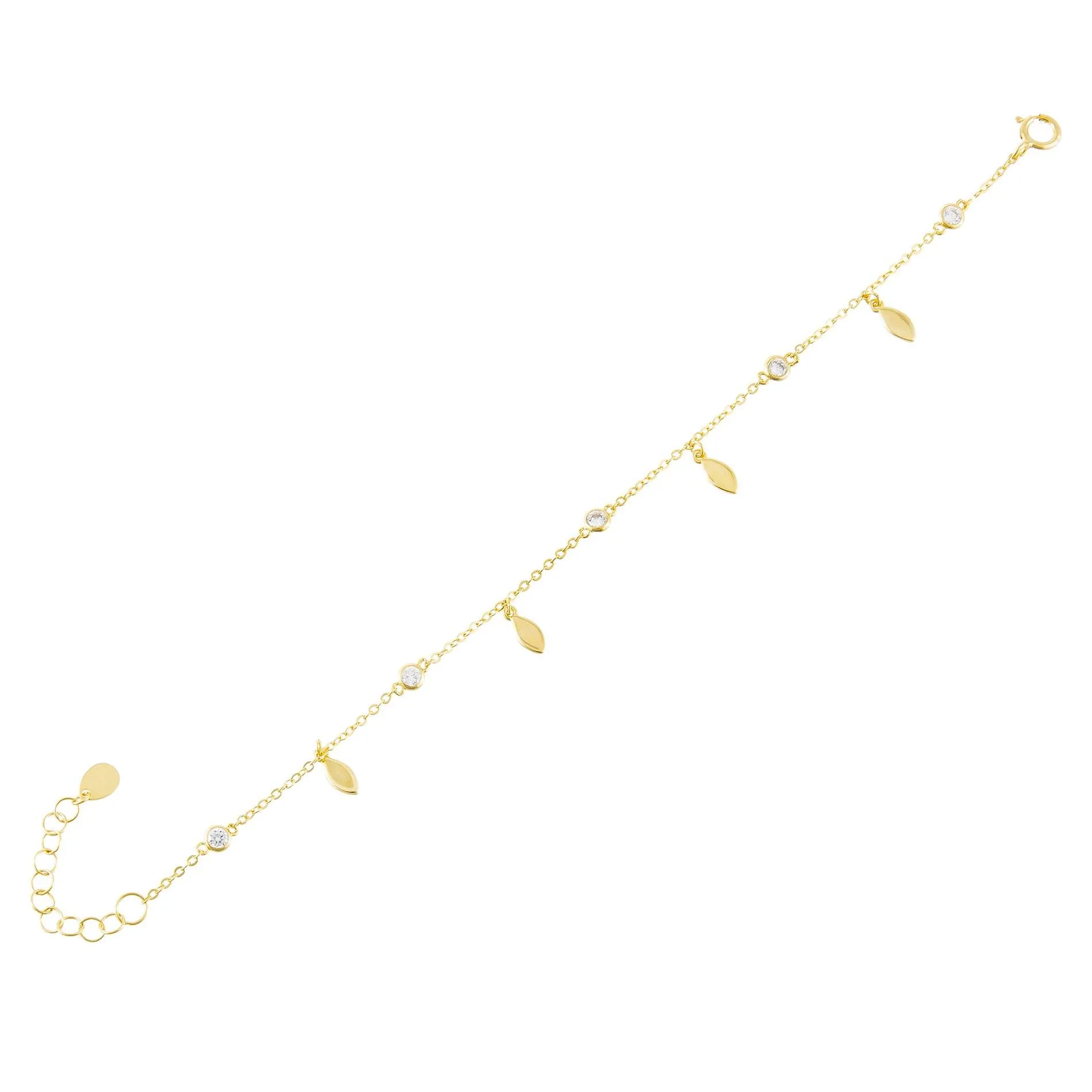 Bezel X Teardrop Dangling Bracelet