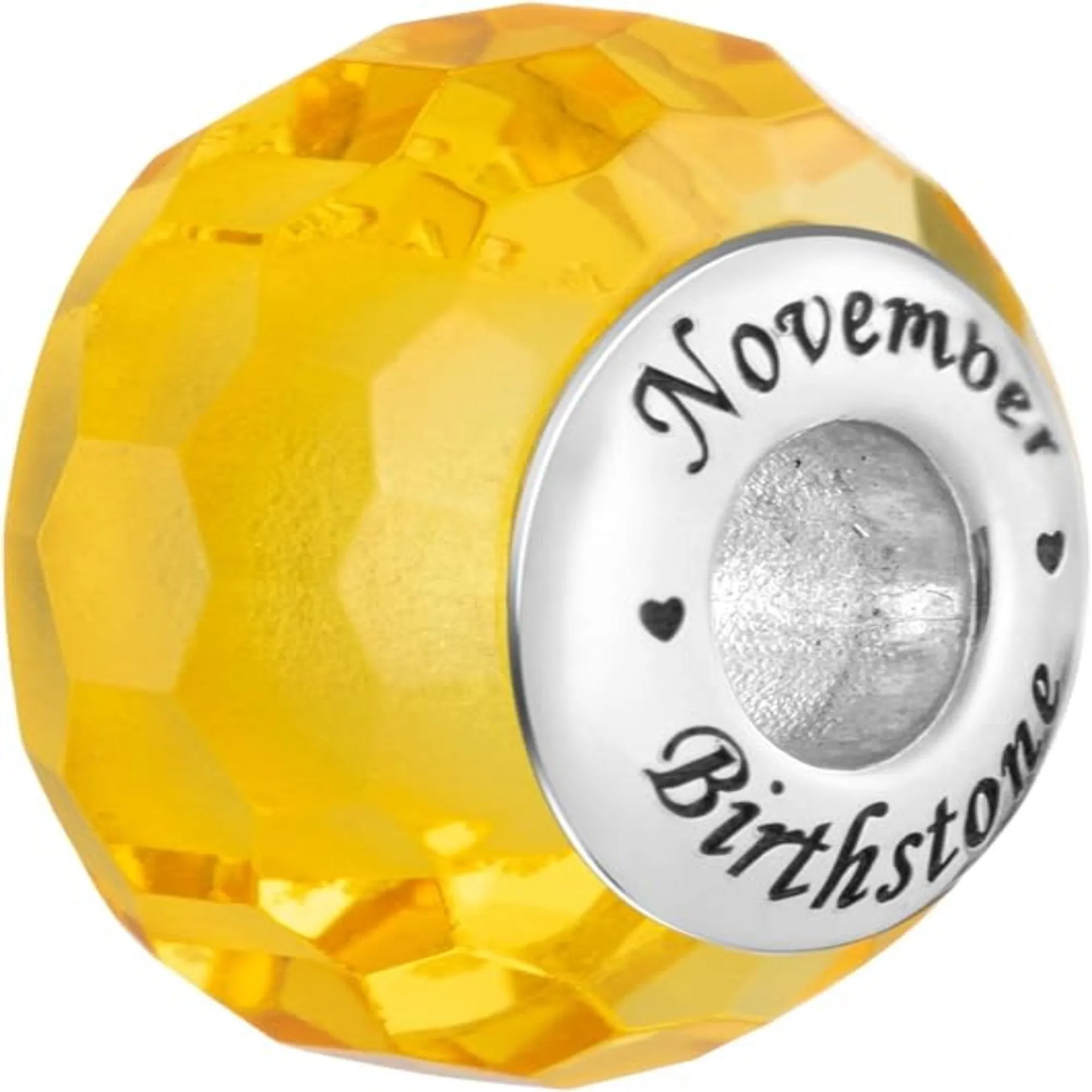 Birthstone Crystals CZ Birthday Month Charm Bead (Yellow Topaz November)