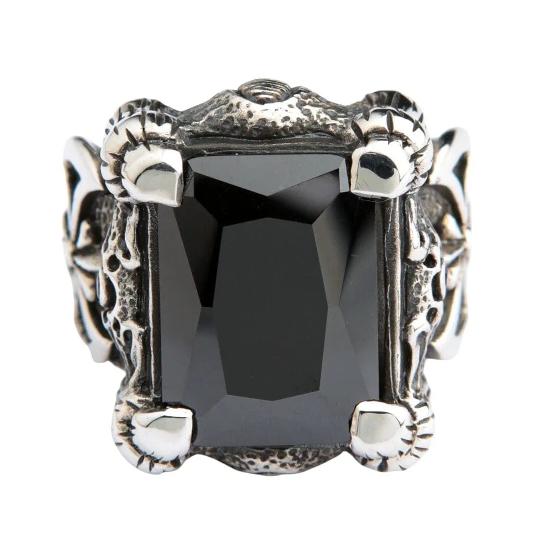 Black Dragon Claw Sterling Silver Biker Ring