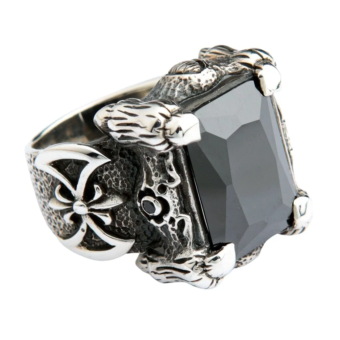 Black Dragon Claw Sterling Silver Biker Ring