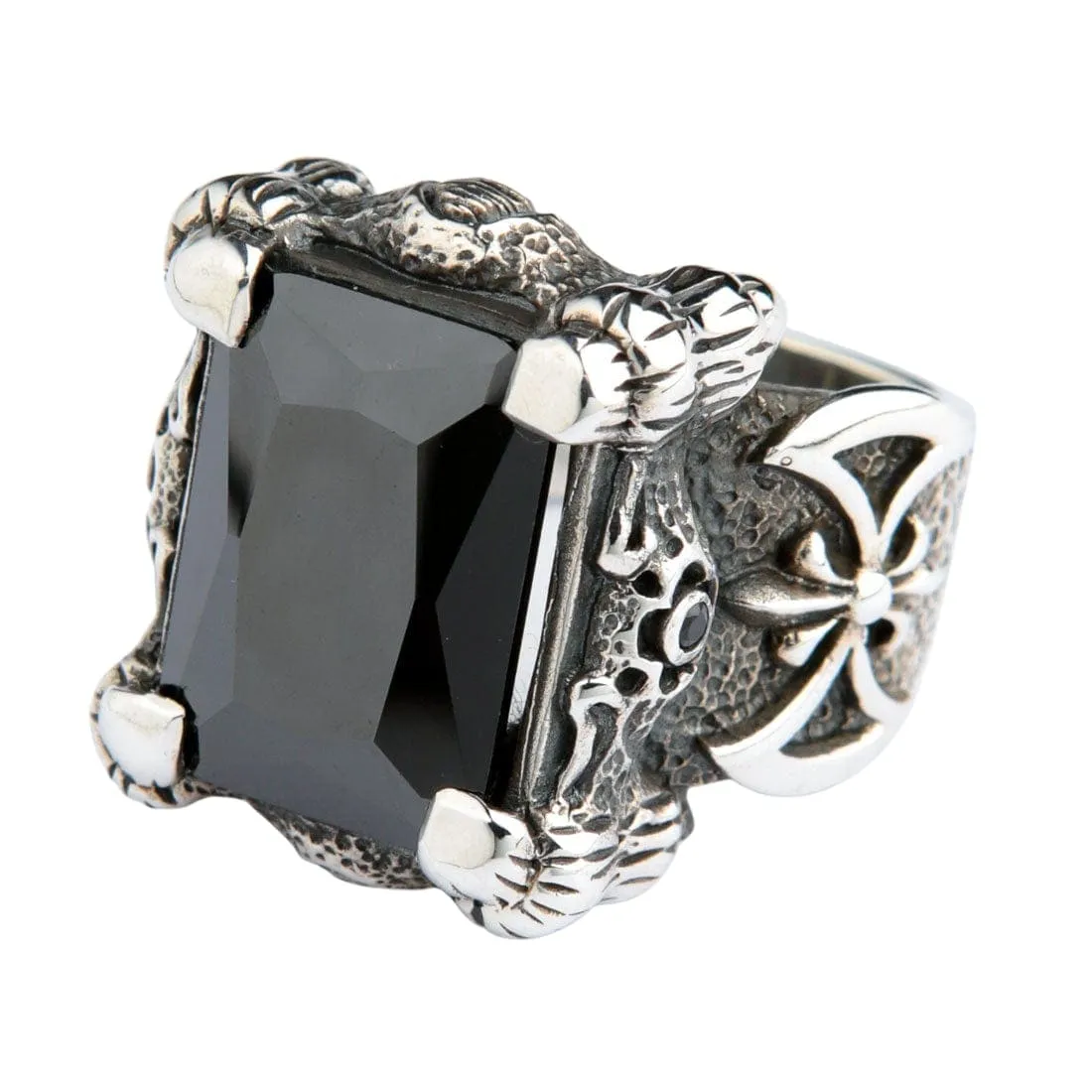 Black Dragon Claw Sterling Silver Biker Ring