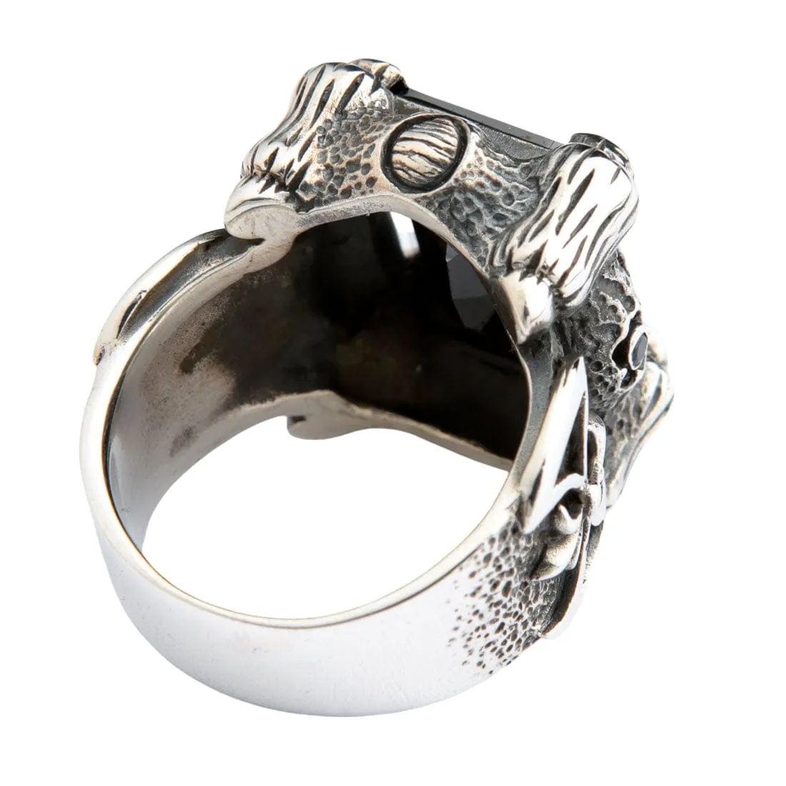 Black Dragon Claw Sterling Silver Biker Ring